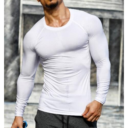 Men Quick Dry Fitness Tees Outdoor SPORT Running Climbing Long Sleeves Solid Color Shirt Tights Bodybuilding Tops Men Under Skin
