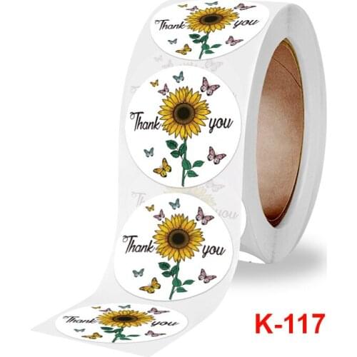 500pcs/roll Thank You Stickers Seal Labels Flower Stickers For Hand Made Gift Or Wedding Decor Labels Stationery Stickers Rolls