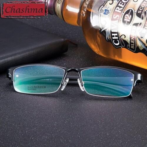 Prescription Sport Style Men Eyeglass Aluminum Magnesium Frame TR90 Temple Fashion Semi Rimmed Spectacles for Men Clear Lenses