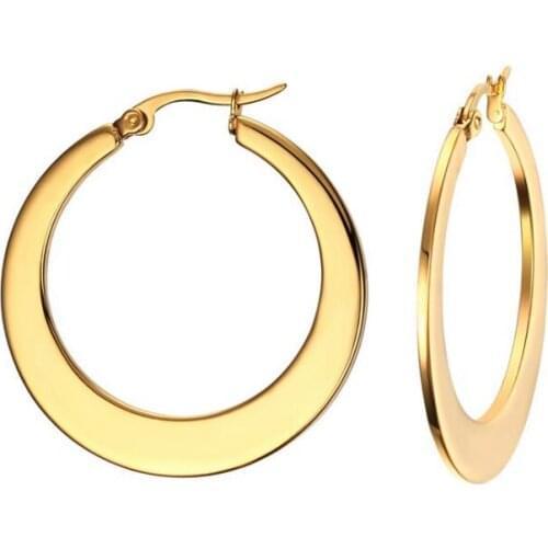 One pair of 35mm innder Sleek Surgical Stainless Steel Grade Hypoallergenic round Hoop Earrings Women Jewelry