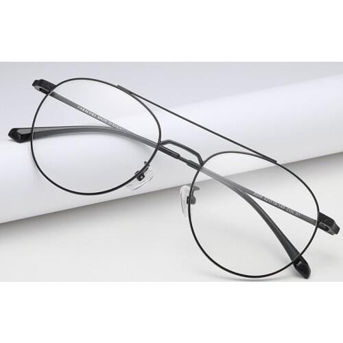 Logorela Alloy Titanium Glasses Women Myopia Optical Prescription Eyeglasses Frame Men Round Ultralight Eyewear FM8008