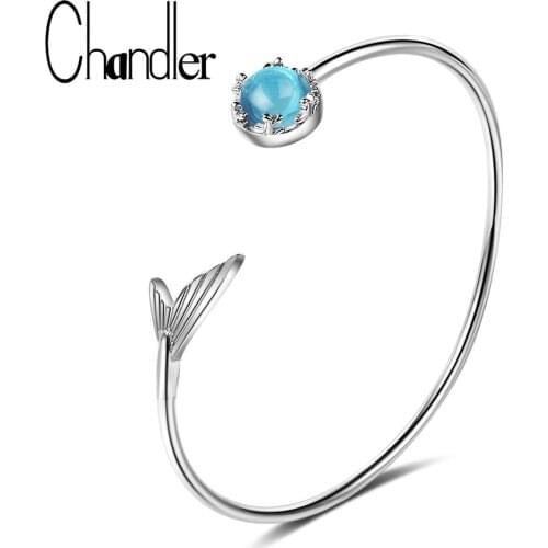 Chandler Mermaid Bracelet Opening Fish Tale Bangle Korean Fashion Jewelry Adjustable joyas Wholesale