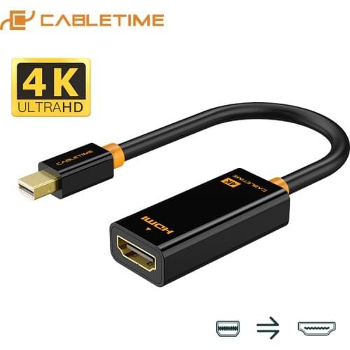 CABLETIME Thunderbolt Mini DP To HDMI Adapter Male-Female 4K Mini Display Port to HDMI Cable for PC Macbook Pro Lenovo 4k C063