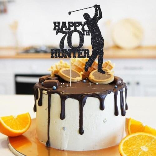 Personalised golf birthday cake topper with name and age / Golf themed party decor / 30th 40th 50th golfer birthday decoration