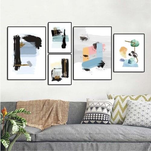 Home Decoration Poster Prints Wall Art Canvas Spray Painting Picture Abstract graffiti Black Pink Blue