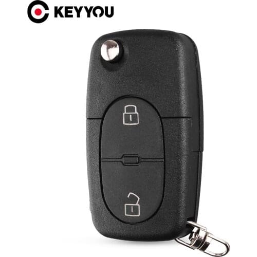 KEYYOU 10x For Audi A2 A3 A4 A6 Old Models CR1620/CR1616 2 Button Flip Folding Remote Key Case Shell