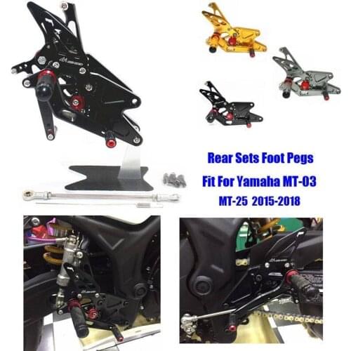 Fit For Yamaha MT-03 MT-25 2015-2018 16 17 CNC Adjustable Footrest Foot Peg Pedal Mount Bracket Sets Footpeg Rider Rear Rearset