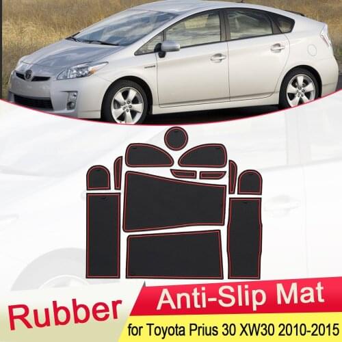 For Toyota Prius 30 XW30 ZVW30 2010 2011 2012 2013 2014 2015 Rubber Anti-slip Mat Door Groove Cup pad Coaster Car Accessories