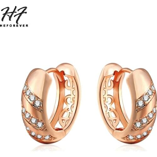 Classic Design Small Round Loop Rose Gold Color AAA CZ Cubic Zirconia Wedding Hoop Earrings for Women E829
