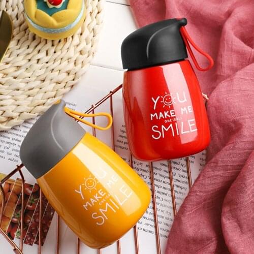 Mini Thermal Water Bottles Cute 304 Stainless Steel Thermos Bottle Portable Belly Cups Leakproof Vacuum Flask With Silicone Rope