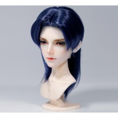 BJD Wig 1/3 1/4 Doll Hair Idol Stage Style No Bangs Long Straight Ponytail Male Boy Wang Yibo Doll Accessories Blue Gold White