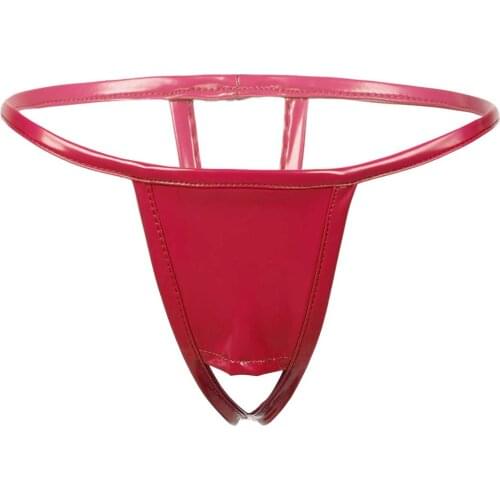 Women Ladies Wet Look G-string Low Rise Strappy Thong Crotchless Sexy Briefs Hallow Out T-back Sissy Lingerie Panties Underwear