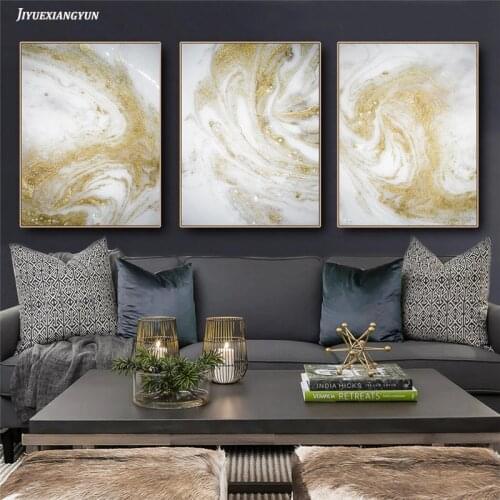 Golden Art Marble Abstract Painting Canvas Poster and Print Nordic Modern Decoration Wall Art Picutre Modern Home Decor