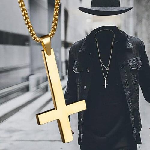 1PC Adjustable Black Golden Silver Pendant Stainless Steel Cross Punk For Men Women Anti-Christian Gift Pendant Necklaces Unique