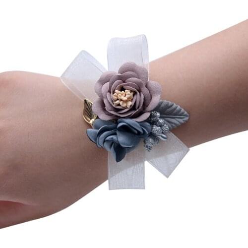 10Pcs/lot Wedding Wrist Flowers Bridesmaid de Marriage Crystal Corsages Wrist Flowers