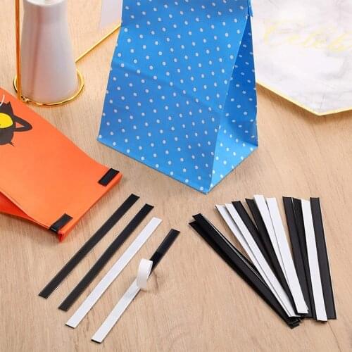 100pcs Black Peel And Stick Tin Ties Plastic Coffee Bag Ties Sealing Strip
