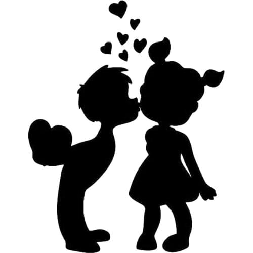 13.9cm*17.9cm Girl Guy Couple Love Heart Fashion Car-Styling Car Sticker Vinyl