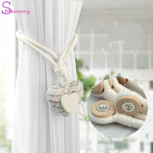 2pcs Cotton Heart Curtains Tieback Holder Magnet Curtains Buckle Clips Magnetic Shower Curtain Strap Accessories Home Decoration