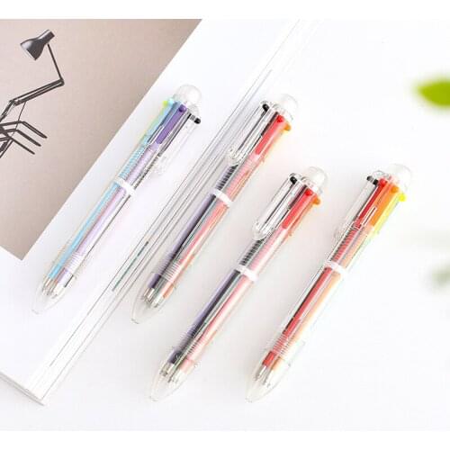20 PCs Korean Creative Stationery Cute Multicolor Ballpoint Pen Transparent Bar Multi-functional Press Color Ink Pen