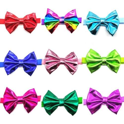 50 Pcs Pet Product High Quality PU Bowknot Dog Bow Tie For Meidum Large Dog Accessories Adjustable Pet Grooming Supplies Dog Tie