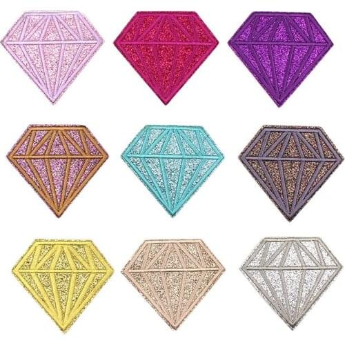 9pcs/lot Embroidered Glitter Diamond Patches Iron On Stickers For Garments Repair Appliques DIY Handmade Coats Jeans Bags Badge