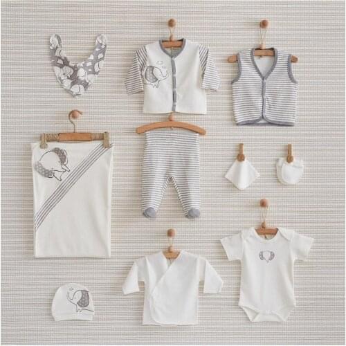 Authentic Men 'S Baby Elephant Newborn 10 Piece Hospital Output Lux 100 Cotton High Quality