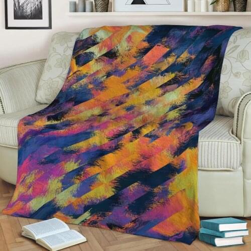Abstract Geometric Pattern 3D Printed Velvet Plush Throw Fleece Blanket Bedspread Sherpa Blanket Home Decora