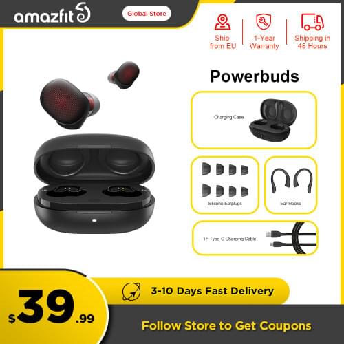 Amazfit PowerBuds Wireless In-Ear earphones TWS headphones IP55 Heart rate Monitor Bluetooth-compatible For iOS Android Phone