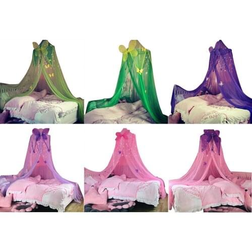 Childrens Dome Mosquito Net Pink Bed Veil European Hanging Bed Mantle Princess Wind Girl Heart Bedside Decorative Screen