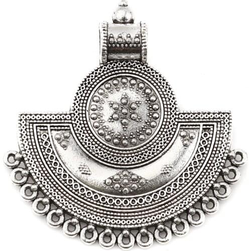 DoreenBeads Retail Zinc Based Alloy Chandelier Connectors Half Round Antique Silver Color Star Accessories 44mm x 42mm, 10 PCs