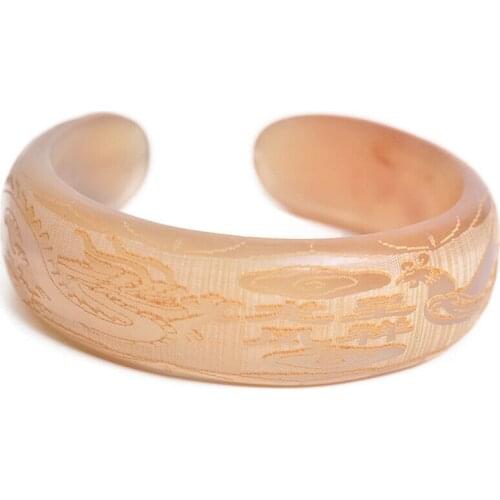 Natural Atural Rams Horn Carving Phoenix Amulet Bangle