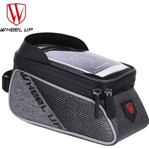 WHEEL UP-mountain Bike Bag, Waterproof, 6.0 Inch Bicycle Accessories, Road Bike, Touch Screen, Portable Handlebar Front Tube Bag