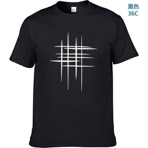 Simple creative design line cross Print cotton T Shirts Mens New Arrival Summer Style Short Sleeve Men t-shirtSimple creative d