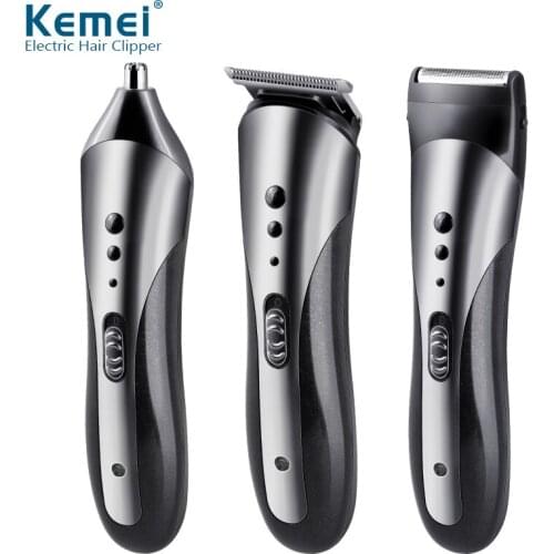 KEMEI 3 in 1 Multifunctional Hair Clipper Electric Beard Shaver Rechargeable Electric Nose Hair Trimmer KM-1407