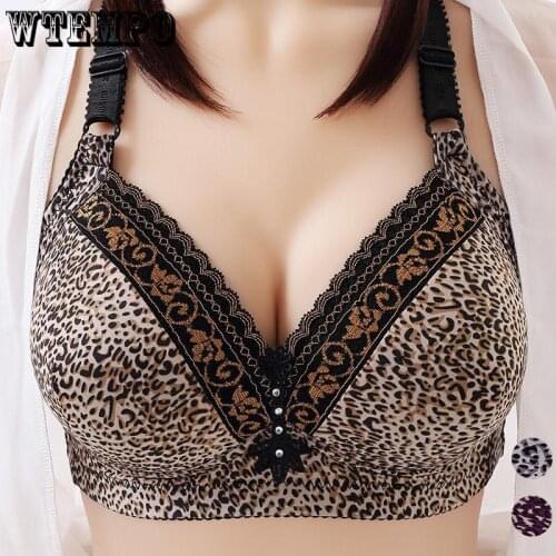 Leopard Sexy Bras Push Bra for Women Plus Size Seamless Underwear 100 B C Large Cup Wireless Bralette Lingerie Female Brassiere