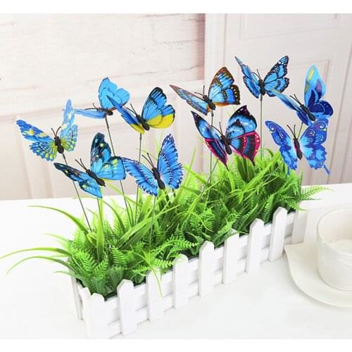 New Hot 50Pcs Bunch Butterfly Flower Pot Decoration Garden Flower Pot Colorful Whimsical Butterfly Pile Outdoor Decoration