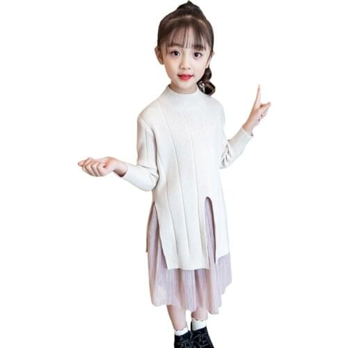 Girls Clothes Sweater + Mesh Dress Clothing For Girls Casual Style Girls Clothing Sets Spring Autumn Kids Clothes 6 8 10 12 14