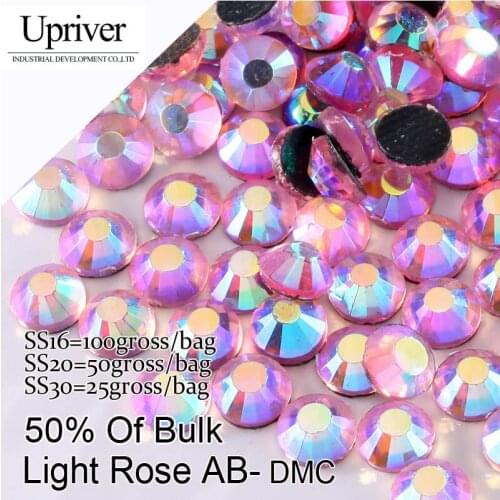 Bulk Packing Shiny Stones Flatback Best Quality SS16 SS20 SS30 Lt.Rose AB Hotfix Rhinestones