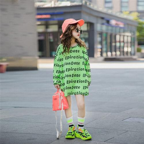 2021 Spring Long Sleeve girls dress Baby kids vestidos children streetwear clothes letter Print T-shirt Dress for 4 to 14 yrs