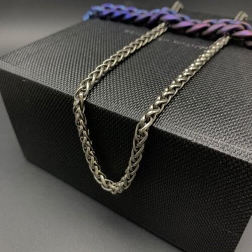 Amazing Solid Pure Titanium Wheat Link Chain Dragon Keel 5 MM Chain Necklace 100% Hypoallergenic Jewelry for Men & Women Neck