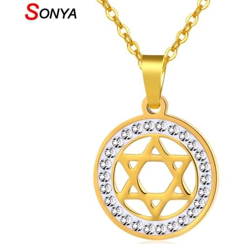 SONYA Jewish Magen Star of David Necklace Stainless Steel Men/Women Bat Mitzvah Gift Israel Judaica Hebrew Jewelry Bijoux Femme