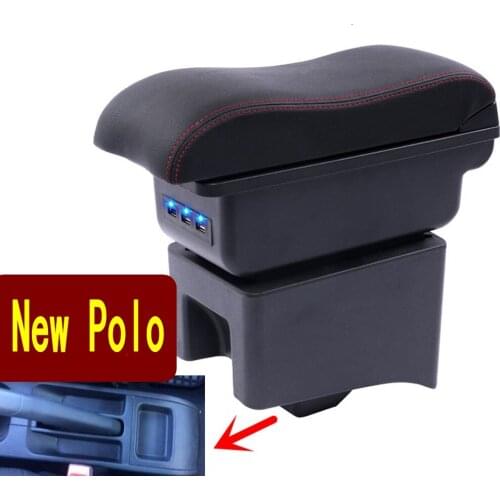 For Volkswagen Polo armrest box Polo V universal 2009-2020 car center console modification accessories double raised with USB
