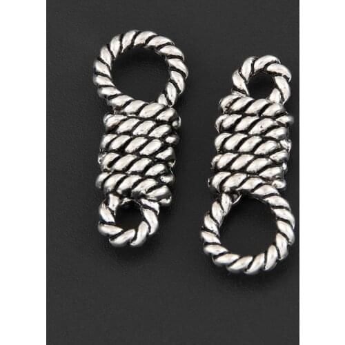 20pcs Silver Color 25x10.5mm Hemp Rope Charms Climbing Tools Connector Pendant Fit DIY Jewelry Making Handcrafted Accessories