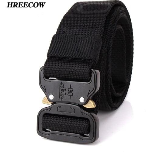 New mens canvas belt Metal insert buckle military nylon Training belt Army tactical belts for Men H quality male strap