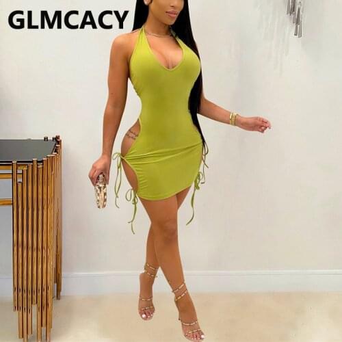 Halter Sexy Cut Out Bodycon Party Club Mini Dress