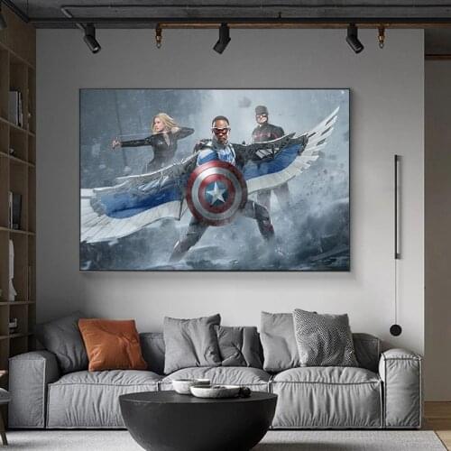 Disney Marvel Movie Canvas Painting The Falcon and The Winter Soldier Prints and Posters Wall Art Pictures for Living Room Decor