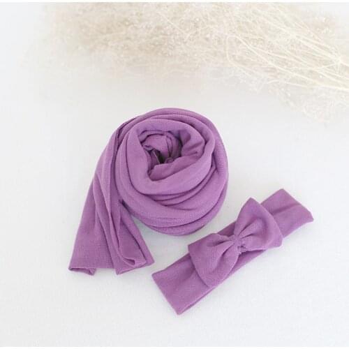 Light Purple Baby stretch Knit wrap Photography props Newborn Swaddle Sack Layering Fabric