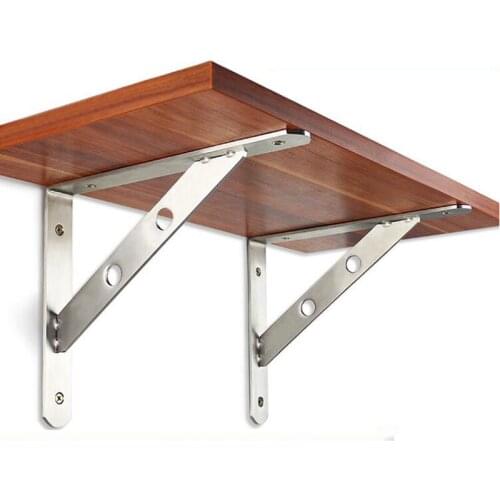 Stainless steel triangular support Wooden shelf bracket Right angle fixing wall Shelf support frame 25CM Long X2