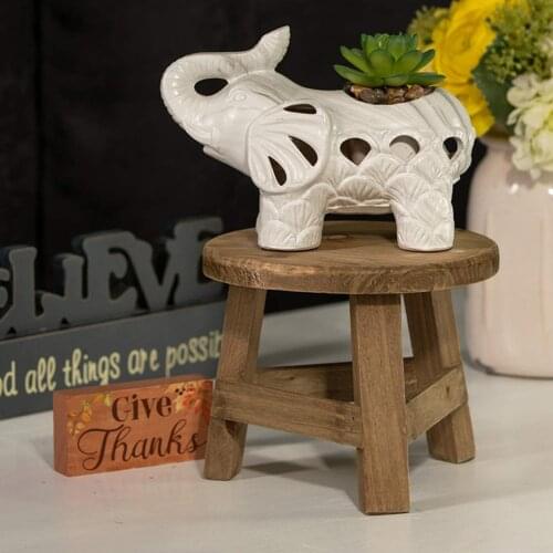 Vintage Wooden Plant Display Stand Bonsai Holder Pot Shelf Indoor Garden Round Plant Pot Tray Home Outdoor Decoration Stool