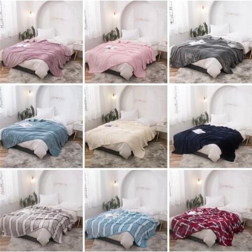High quality Hot sale solid 200x230cm brand plaid Blanket super soft throw fleece blankets on the bed winter plaid bedspreads